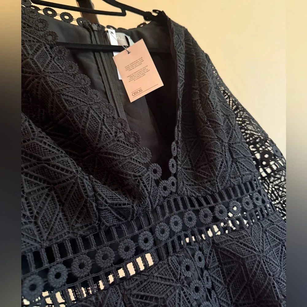 NWT ASOS Chic and Sexy black lace dress Size 12 - Picture 2 of 12